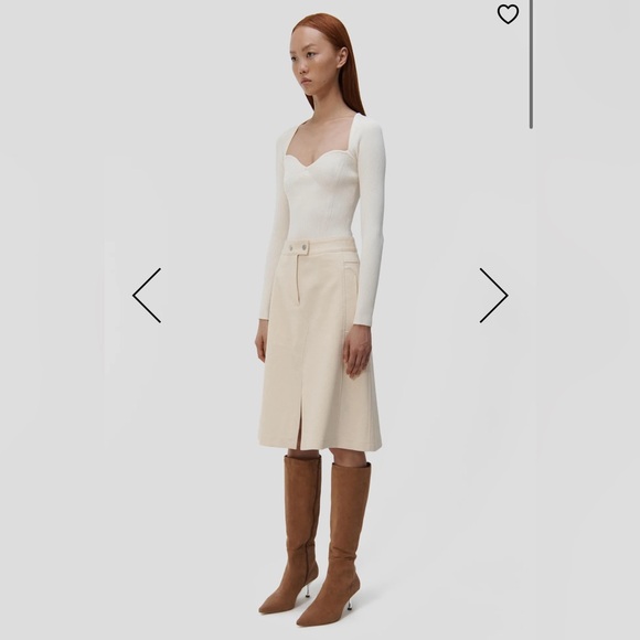 NWT Simkhai Giuliana Top in Ivory Size Medium Ribbed Sweetheart Neckline Sweater - Picture 4 of 12